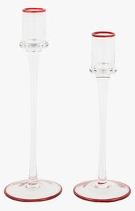 Merry Glass Candle stick in Red, Set of 2