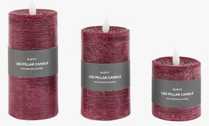 Homespun LED 1 Wick Candle in Oxblood, Set of 3
