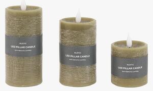 Homespun LED 1 Wick Candle in Olive, Set of 3