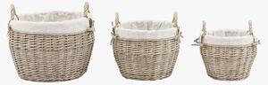 Elva Round Lined Baskets in Natural, Set of 2