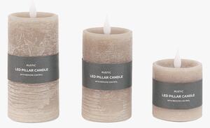 Homespun LED 1 Wick Candle in Greige, Set of 3