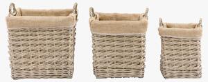 Vale Square lined Basket in Natural, Set of 2