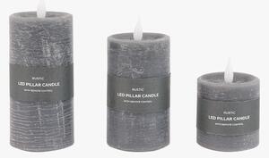 Homespun LED 1 Wick Candle in Grey, Set of 3
