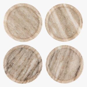 Pietra Round Coasters in Beige Marble, Set of 4