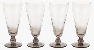 Ridged Flute Glass in Smoked Grey, Set of 4