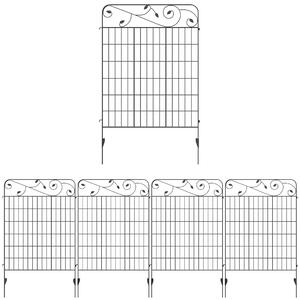 Outsunny 4PCs 43in x 11.5ft Decorative Fence Panels, Outdoor Garden Fencing, Rustproof Metal Wire Landscape Edging Animal Barrier, Black Aosom UK