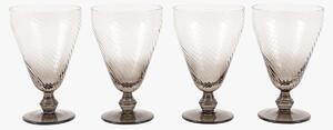 Ridged Wine Glass in Smoked Grey, Set of 4