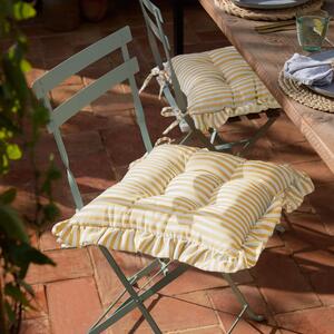 Wylder Millie Ruffle Set of 2 40cm x 40cm Outdoor Seat Pads Yellow