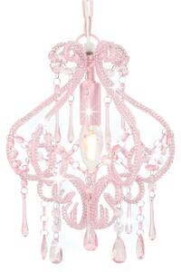 Ceiling Lamp with Beads Pink Round E14