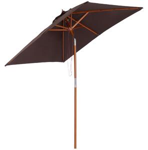 Outsunny Waterproof Bamboo Patio Sunshade: 2m x 1.5m Canopy with Fir Wooden Pole, 6 Ribs, Tilt Mechanism for Outdoor Use Aosom UK