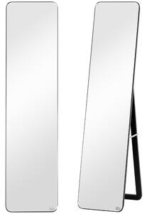 HOMCOM Full Length Mirror, Free Standing or Wall Hanging, Tall Full Body Mirror for Bedroom, Hallway, Black Aosom UK
