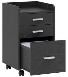 HOMCOM 3 Drawer Filing Cabinet, Rolling File Cabinet with Edged Top for Letter, A4 Size, Hanging File Folders, Black