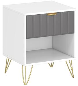 HOMCOM Bedside Table Modern Bedside Cabinet with Drawer and Open Compartment, 45 x 40 x 55, White