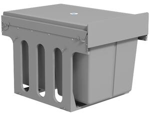 HOMCOM Pull Out Bin, Under Sink Bin - 2 Removable Compartments (15L Each) for 400mm Cabinets, Light Grey