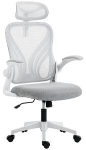 HOMCOM Ergonomic Office Chair with Foldable Backrest, 2D Headrest - Light Grey