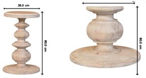 Solid Mango Wood 38cm Circular Accent Side Table, Eco-Conscious, Hand-Finished, Beige Aosom UK