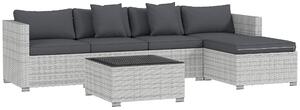 Outsunny 6 Pieces Rattan Corner Sofa Set - Mixed Grey