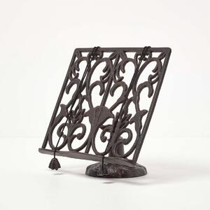 Homescapes Brown Cast Iron Cookbook Stand Recipe Book Holder