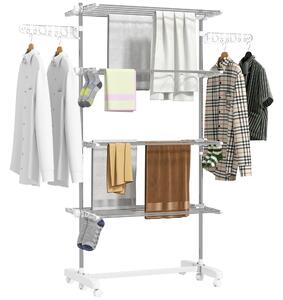 HOMCOM Folding Cloth Rail Adjustable Garment Rack With Wheels (4 Layer) Aosom UK