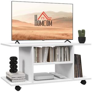 HOMCOM TV Stand W/ Shelves -White Aosom UK