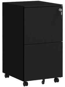 Vinsetto 2-Drawer Vertical Filing Cabinet with Lock, Steel Mobile File Cabinet with Hanging Bar for A4, Legal and Letter Size, Black Aosom UK