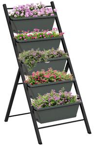 Outsunny Vertical Veggie Villa: 5-Tier Raised Planter for Outdoor Herbs & Blooms, Grey Aosom UK