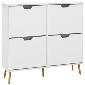 HOMCOM Shoe Storage Cabinet: 4 Flip Drawers, Accommodates 16 Pairs, Space-Saving, White Aosom UK