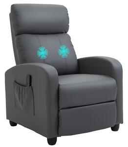 HOMCOM Reclining Massage Chair, Faux Leather with Footrest, Remote Control, for Lounge, Bedroom, Cinema, Grey