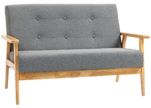 HOMCOM Modern 2-Seat Sofa Linen Fabric Upholstery Tufted Couch with Rubberwood Legs Dark Grey