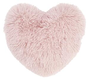 Catherine Lansfield Cuddly Faux Fur Heart Shaped 38cm x 28cm Filled Cushion Blush Pink