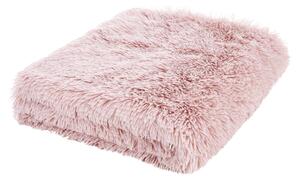 Catherine Lansfield Cuddly Faux Fur 245cmx280cm Throw Blush Pink