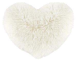 Catherine Lansfield Cuddly Faux Fur Heart Shaped 38cm x 28cm Filled Cushion Cream