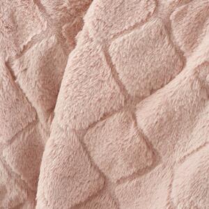 Catherine Lansfield Cosy Diamond Faux Fur 130cmx170cm Throw Blush Pink
