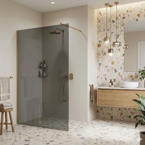 Shower screen Rea Flexi Grey / Brush Gold 90