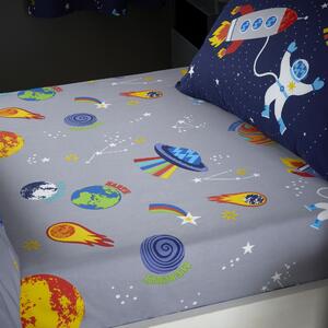 Catherine Lansfield Lost In Space Bed Linen Fitted Sheet Grey