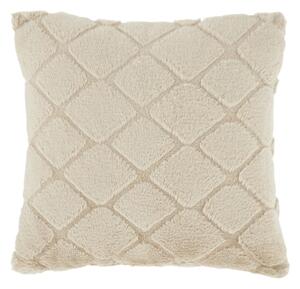 Catherine Lansfield Cosy Diamond Faux Fur 43cm x 43cm Filled Cushion Natural