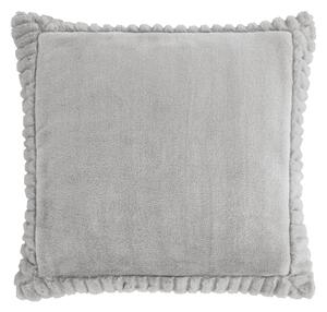 Catherine Lansfield Velvet and Faux Fur 55cm x 55cm Filled Cushion Silver Grey