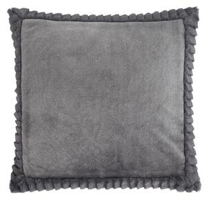 Catherine Lansfield Velvet and Faux Fur 55cm x 55cm Filled Cushion Charcoal