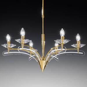 Metallux Chandelier ICARO with crystal glass 6-bulb, gold