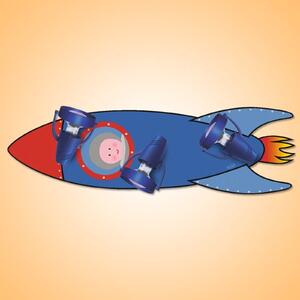 Waldi-Leuchten GmbH Rocket children's ceiling light in blue and red