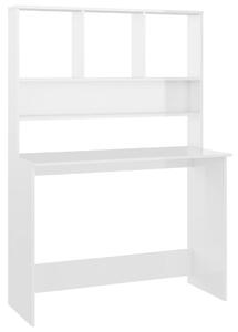 Desk with Shelf High Gloss White 110x45x157 cm Engineered Wood