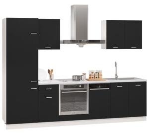 7 Piece Kitchen Cabinet Set Black Engineered Wood