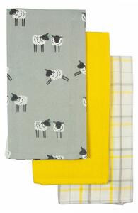 Pack of 3 Penny Sheep Grey Tea Towels Grey