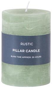 Set of 2 Rustic Pillar Candles Sage (Green)