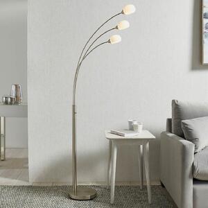 Jeddah 5 Light White Shades Floor Lamp In Satin Nickel