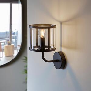 Hebron Clear Glass Shade Wall Light In Matt Black