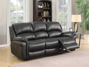 Claton Recliner 3 Seater Sofa In Black Faux Leather