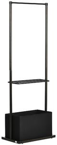 HOMCOM Clothes Rail, Bamboo Coat Stand, Garment Rack with Open Shelves and Fabric Storage Box for Bedroom, Hallway, Dark Walnut