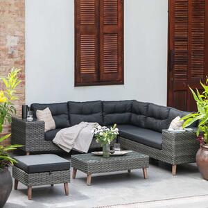 Charleston 6 Seat Rattan Corner Garden Lounge Set | Roseland Furniture
