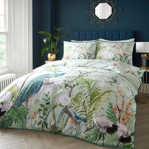 Peacock Jungle Green Duvet Cover and Pillowcase Set